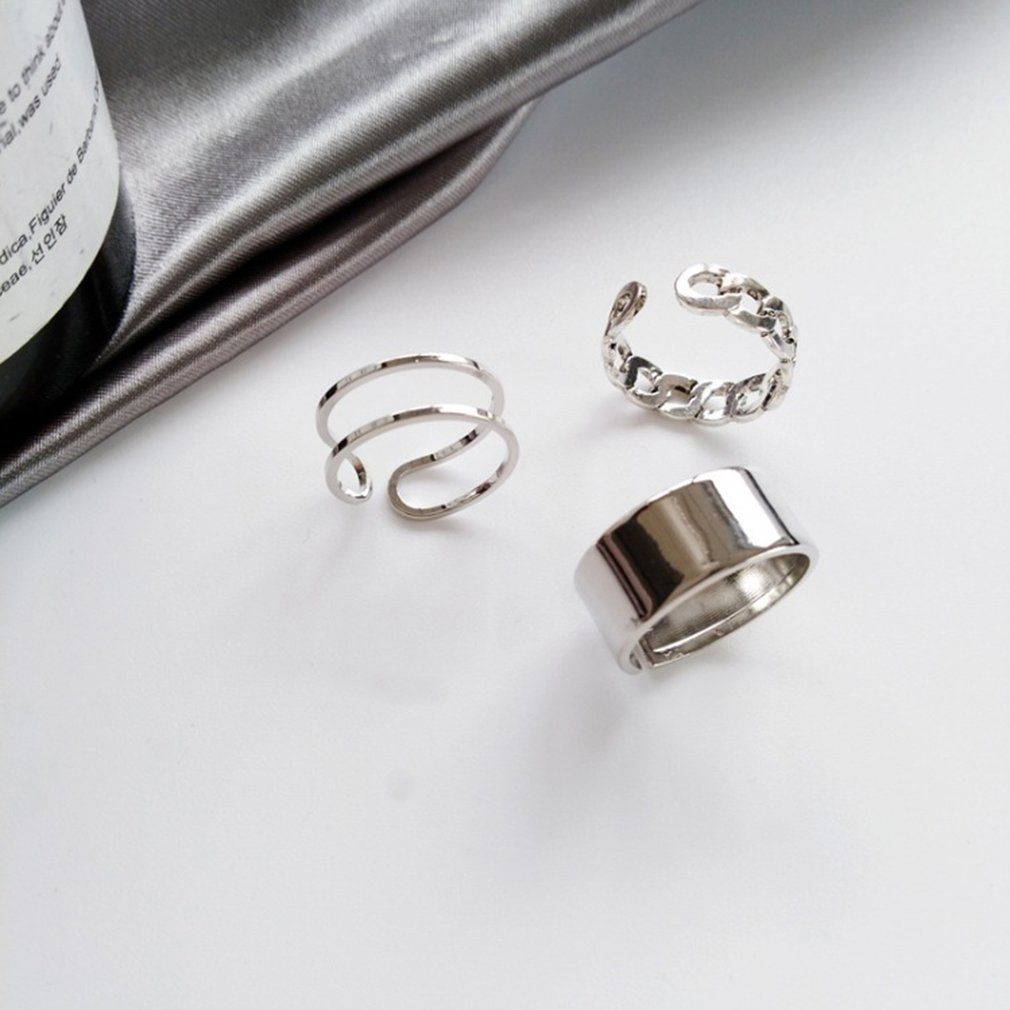 Hip Hop Punk Cool Gi  Ring Alloy Beautiful Adjustable Opening Female Ring-silver