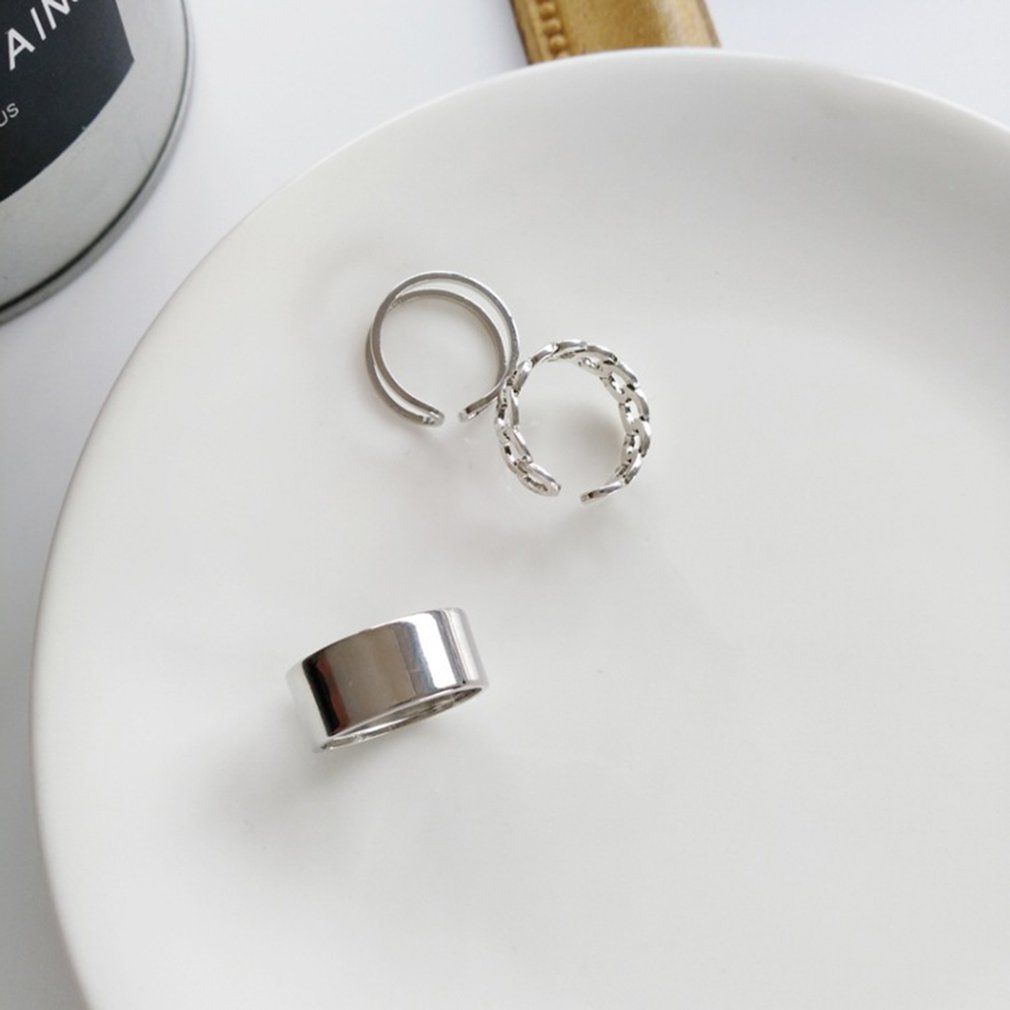 Hip Hop Punk Cool Gi  Ring Alloy Beautiful Adjustable Opening Female Ring-silver