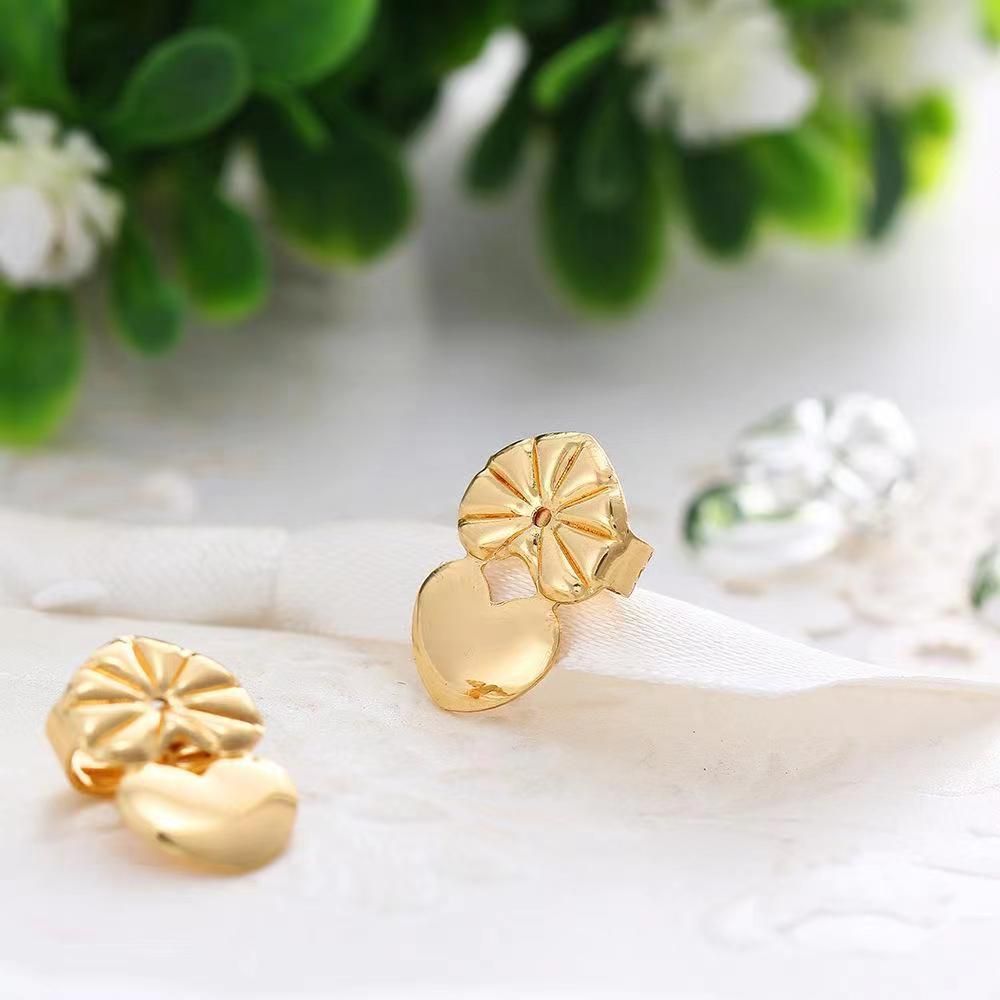 Earring assistant earring buckle new TV earring clip earring lifter heart-shaped pure copper Three pairs of gold, silver and rose gold heart-shaped high-end jewelry boxes