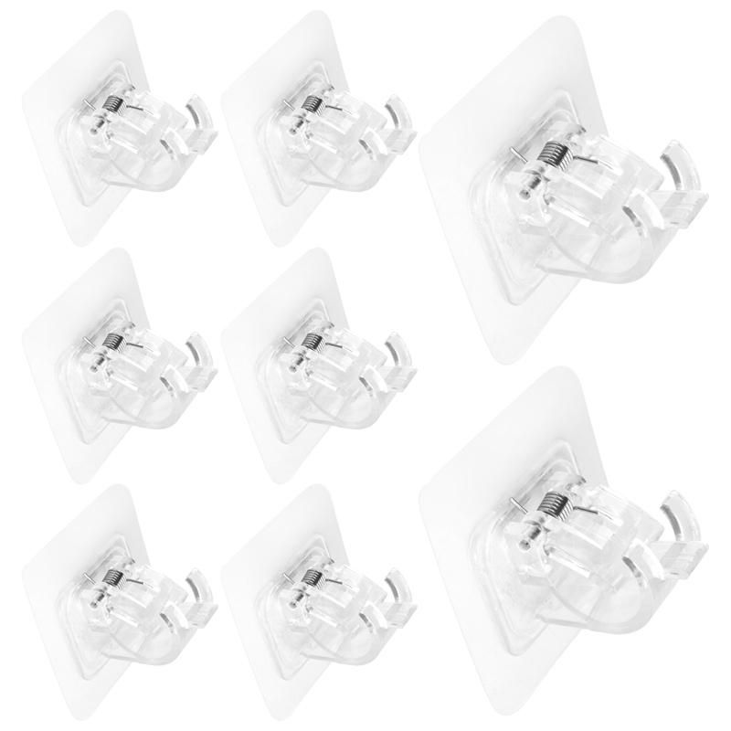 8PCS No Drill Curtain Rod Brackets Curtain Rod Holder Hooks Nail Free Curtain Rod Hooks Curtain Hangers
