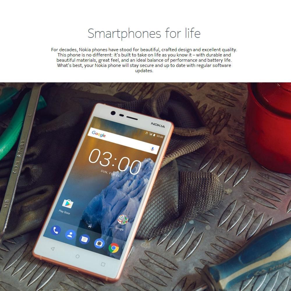 Nokia 3 4G Mobile Phone 5inch 2GB+6GB 8MP+8MP Camera 2630mAh MT6737 Quad Core Android 7.1 NFC Mobile Phone
