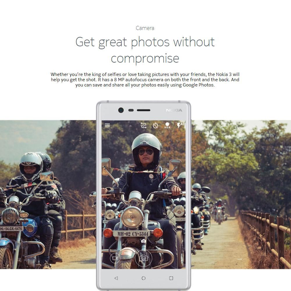 Nokia 3 4G Mobile Phone 5inch 2GB+6GB 8MP+8MP Camera 2630mAh MT6737 Quad Core Android 7.1 NFC Mobile Phone