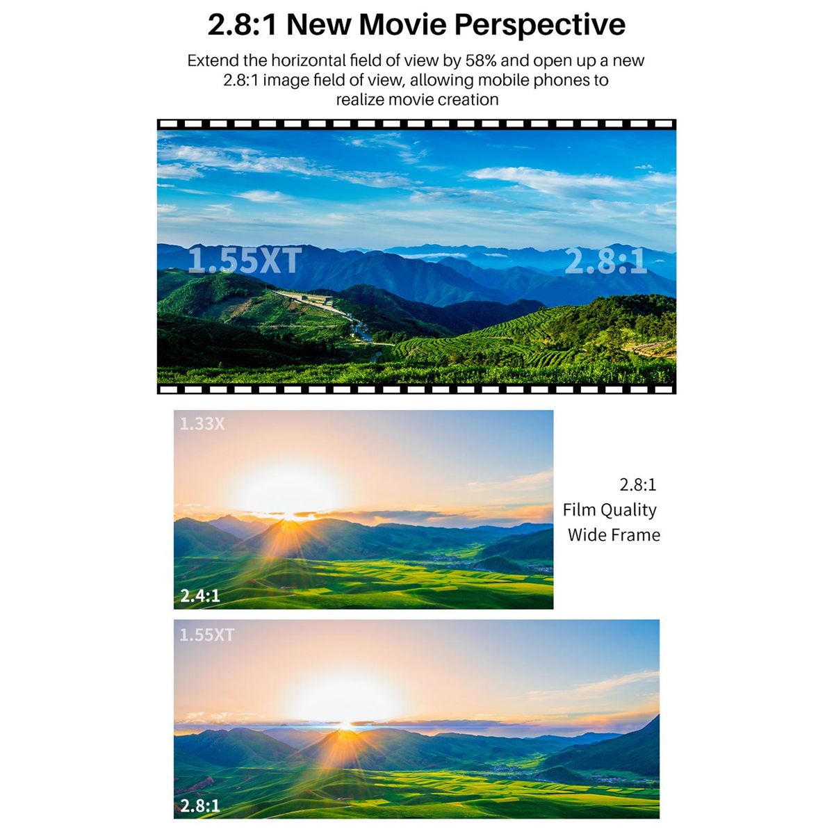 Ulanzi 1.55XT Mobile Phone Anamorphic Movie Lens 2.8:1 Wide Frame 17mm Lens Interface with Universal Phone Clips 52mm Filter Adapter Ring Carry Bag Replacement for iPhone 12/11/10/9