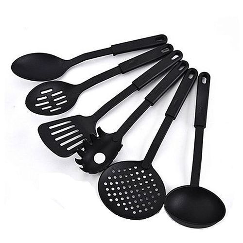 Set Of 6 Qaulity Non Stick Cooking Spoon Cookware - Black