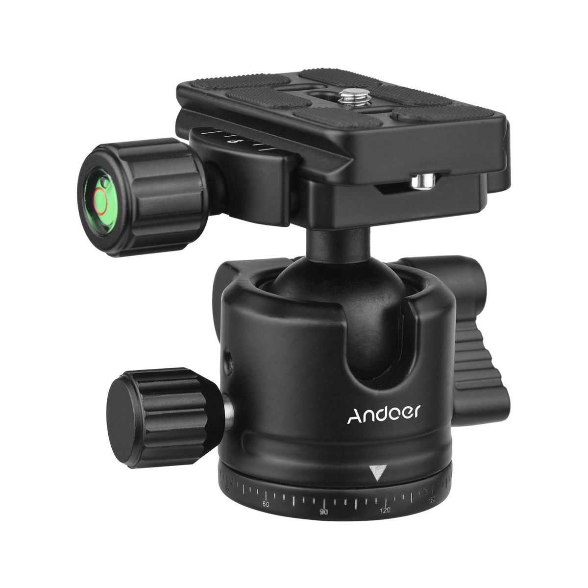 Andoer Panorama Ball Head Tripod Mount Ballhead Adapter U-Groove Low Gravity Center Aluminium Alloy Max. 5kg/11lbs Load Capacity with 2pcs Quick Release Plate