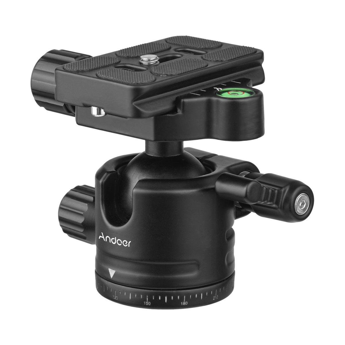 Andoer Panorama Ball Head Tripod Mount Ballhead Adapter U-Groove Low Gravity Center Aluminium Alloy Max. 5kg/11lbs Load Capacity with 2pcs Quick Release Plate