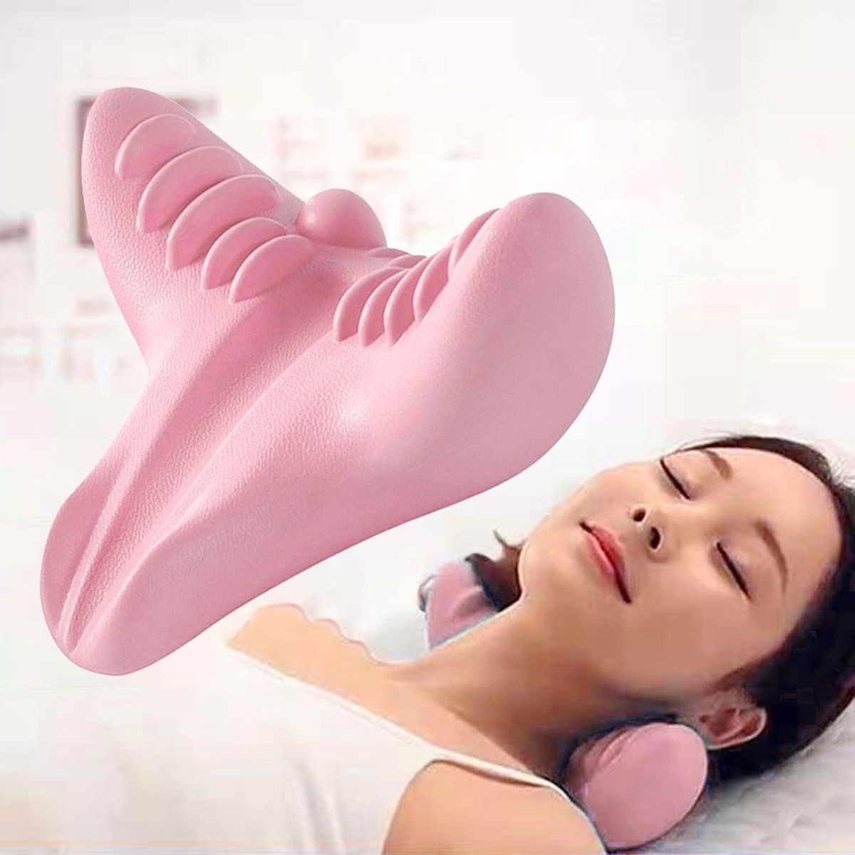 Stretch Relaxation Pillow Spine Alignment Neck Pillow Pink