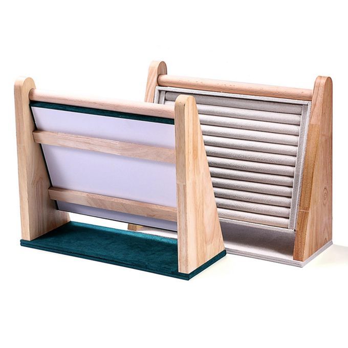 Vertical Jewelry Display Holder Decor Tray Box Beige