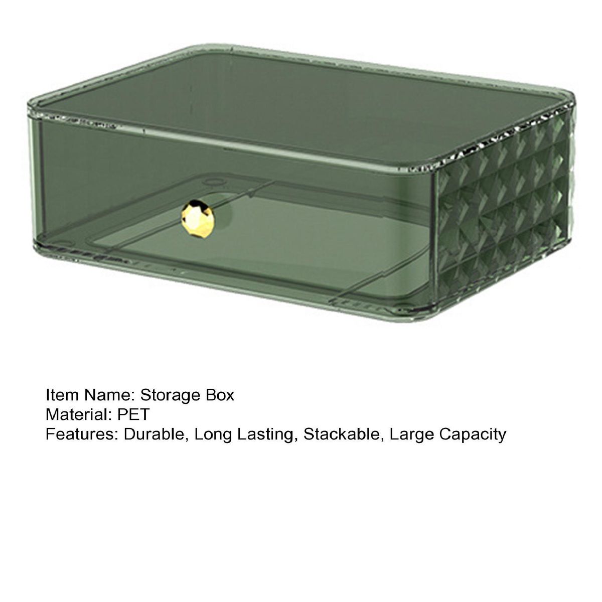 Storage Case Dustproof Makeup Organizer Stackable Storage Box Green