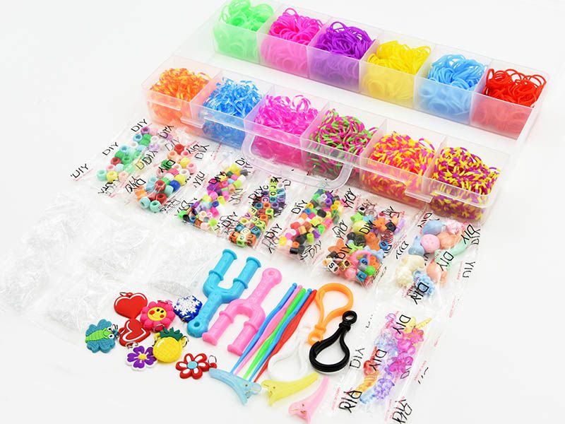 1500pcs Colorful Rubber Loom Bands Elastic DIY Set Box Girls Gift Weaving Bracelet Tool Kit Kids Toys For Children 7 8 10 Years