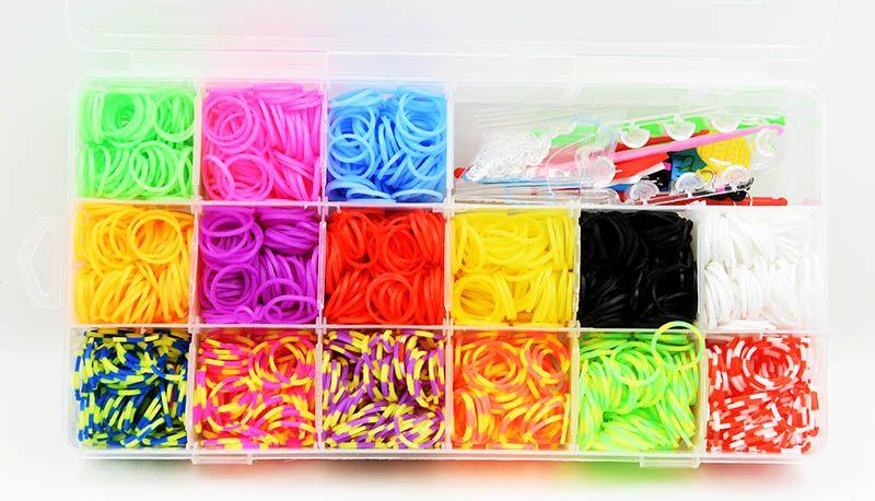 1500pcs Colorful Rubber Loom Bands Elastic DIY Set Box Girls Gift Weaving Bracelet Tool Kit Kids Toys For Children 7 8 10 Years