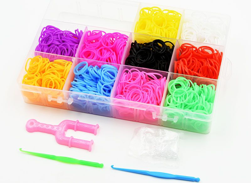 1500pcs Colorful Rubber Loom Bands Elastic DIY Set Box Girls Gift Weaving Bracelet Tool Kit Kids Toys For Children 7 8 10 Years