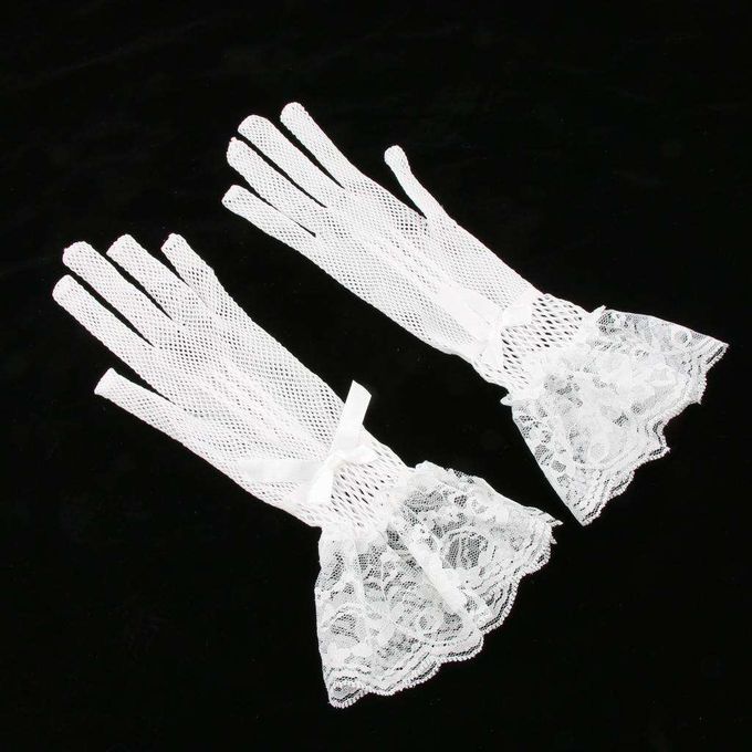 Floral Bowknot Lace Short  Women Bridal Wedding Party White