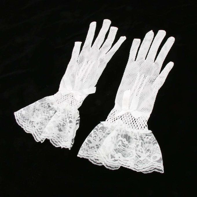 Floral Bowknot Lace Short  Women Bridal Wedding Party White