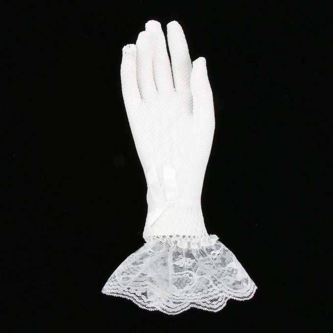 Floral Bowknot Lace Short  Women Bridal Wedding Party White