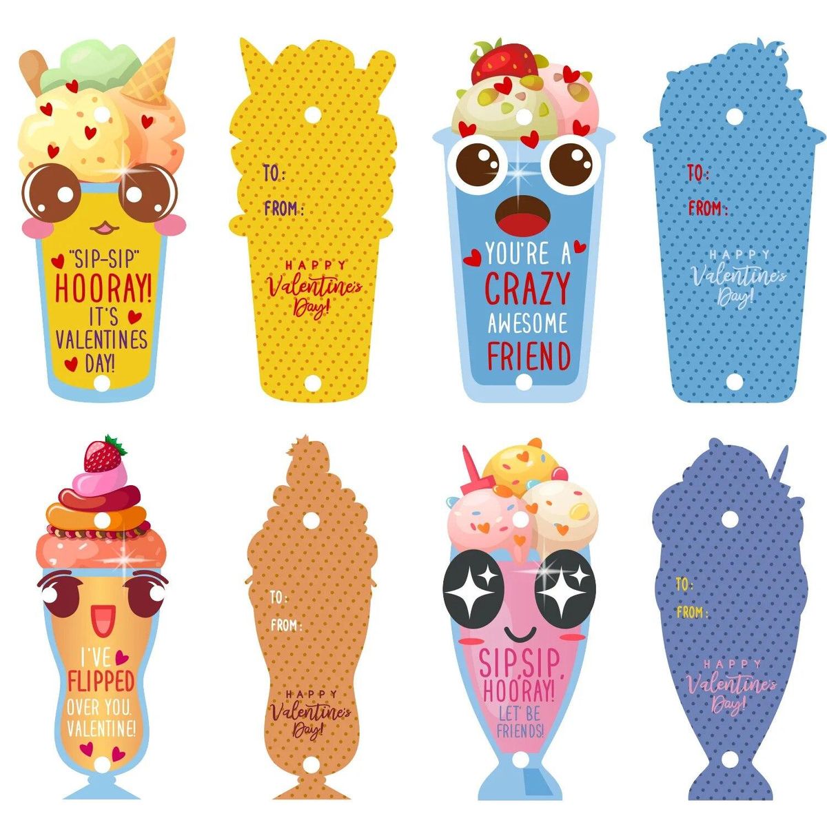 Valentines Day Cards for kids 32 Set Crazy Straws Bulk Exchange Cards for Girls Boys Toddlers School Class Party Favors