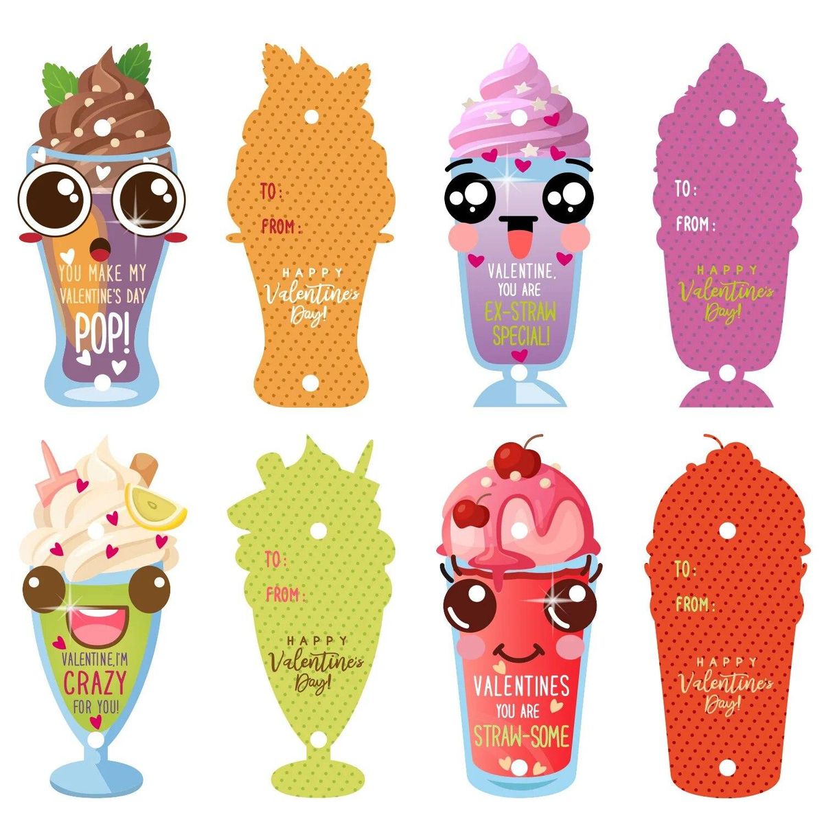 Valentines Day Cards for kids 32 Set Crazy Straws Bulk Exchange Cards for Girls Boys Toddlers School Class Party Favors