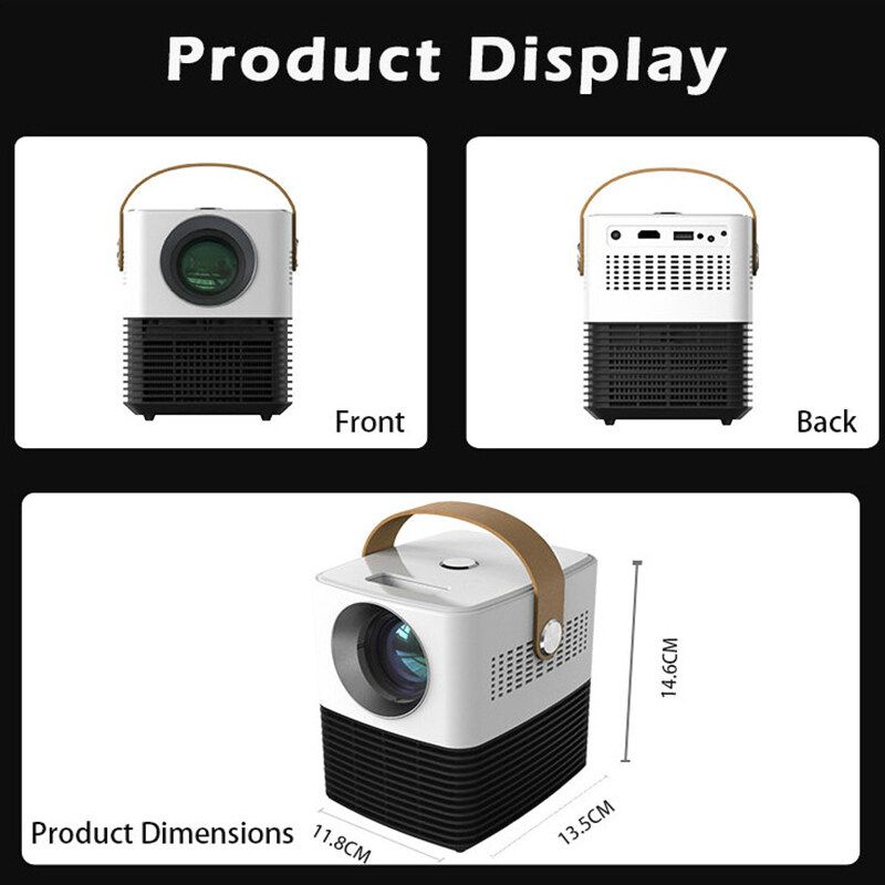 Portable LCD Projector 3D HD 1080P LED Video Theater Multimedia 2500 Lumens Black