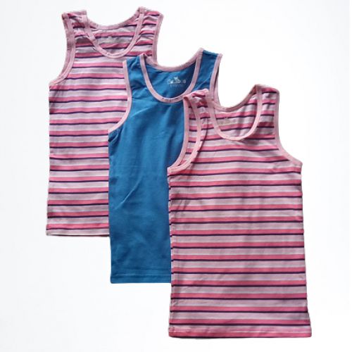 KUNIBOO Girls 3 Pack Ribbed Neck Soft Cotton Vest