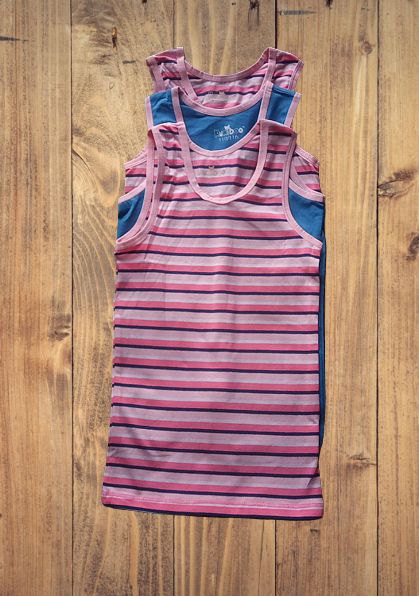 KUNIBOO Girls 3 Pack Ribbed Neck Soft Cotton Vest