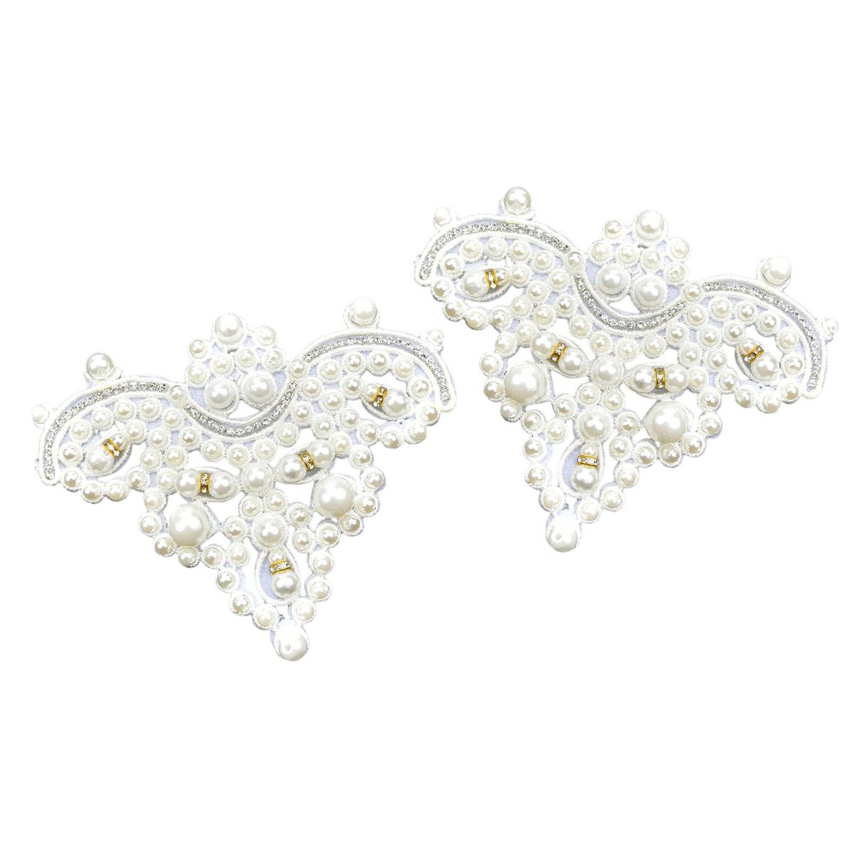 2pcs Pearl Flower Shoe Clip With Rhinestones  On Patch Badge