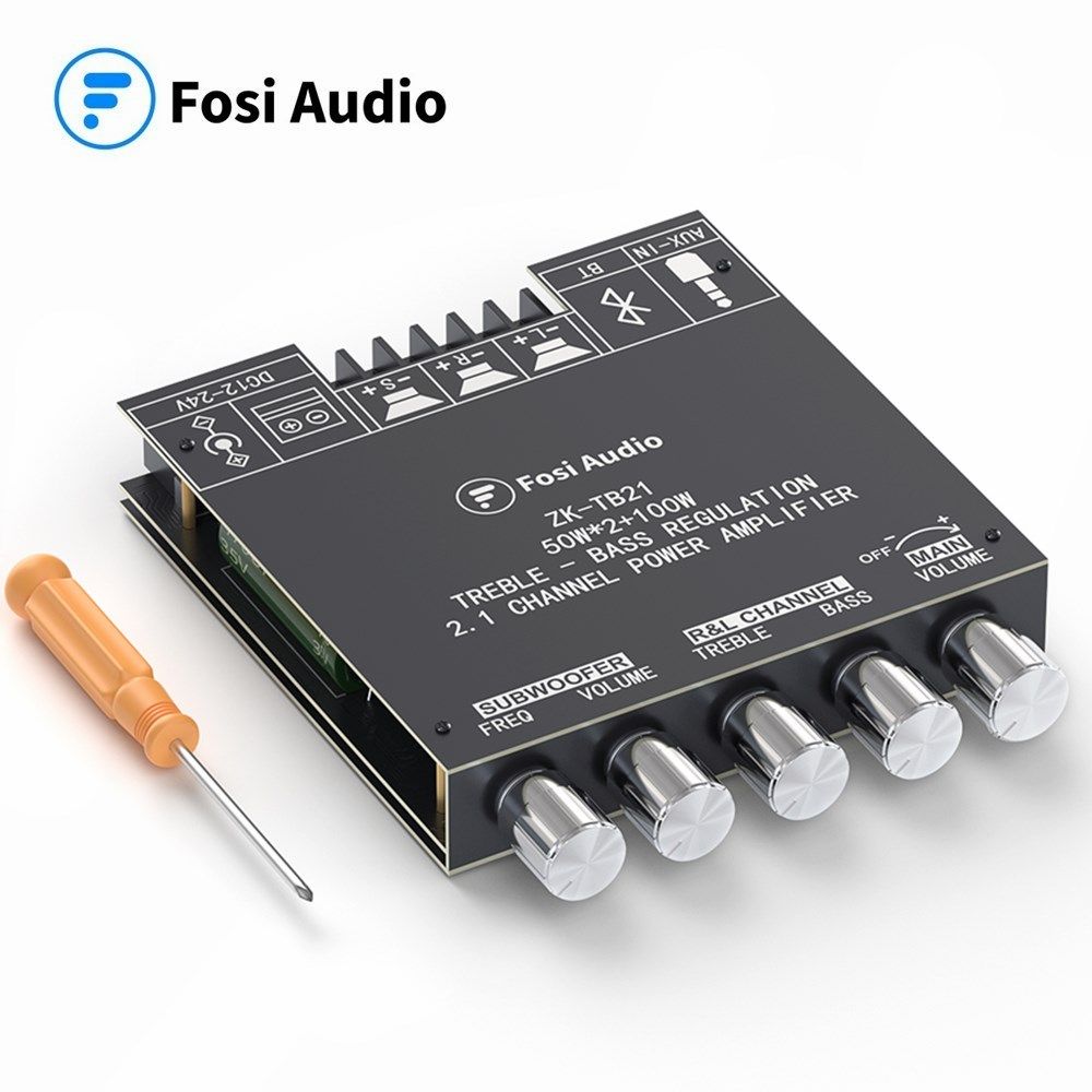 Fosi Audio TB21 Bluetooth Sound Power Amplifier Board 2.1 Channel Mini Wireless Audio Digital Amp Module 50W X2 100W Subwoofer