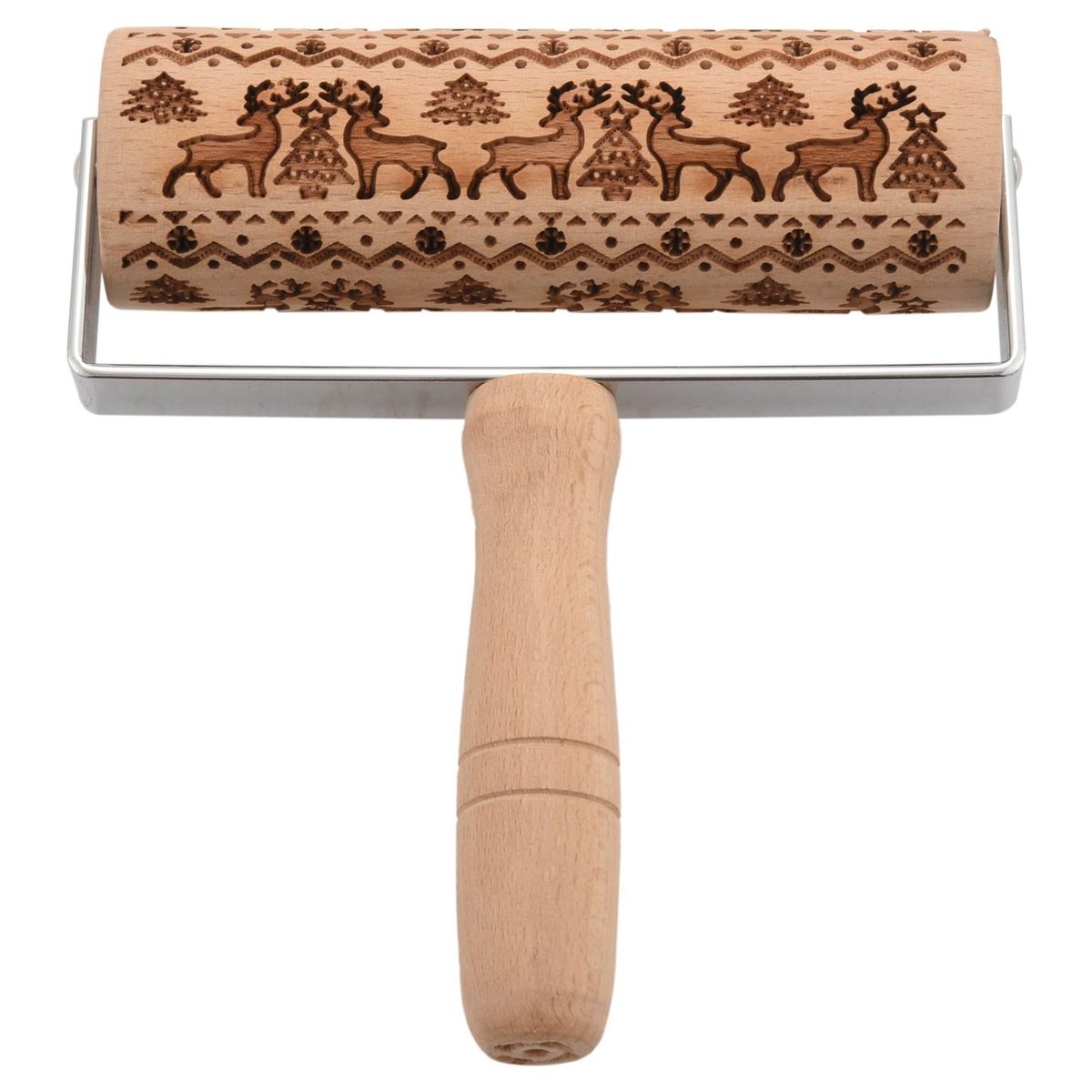 Rolling Pins Christmas Wooden Hand Grip Engraved Rolling