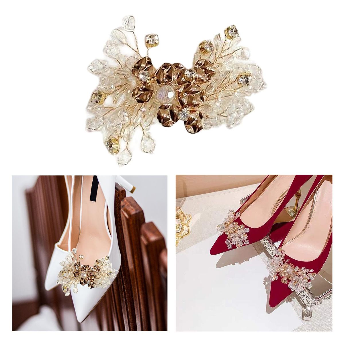 Shoe Charm Shoe Flower For Pumps Holder Shoe 1pc Gold