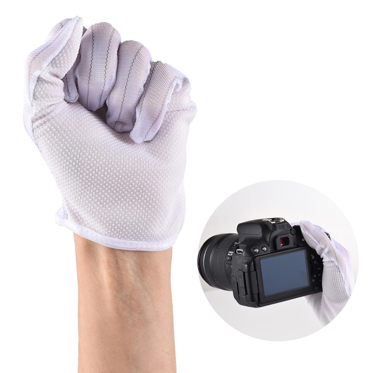 3-in-1 Camera Cleaning Kit with 1 Pair Anti-static Gloves + 1 Cleaning Brush + 1 Cleaning Cloth for DSLR Digital Camera Maintenance Tools