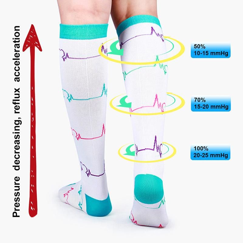 Men's Women's Compression Socks Are Suitable For Outdoor Running Socks Cycling Rugby Golf Nurses Edema Stripes Stars