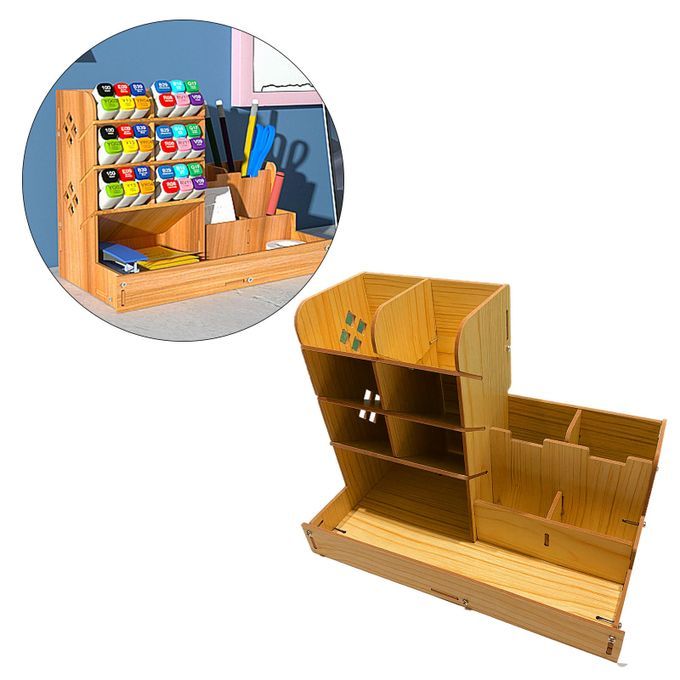 Wooden Pen Organizer Multi-Functional Large-Capacity For Cherry Wood