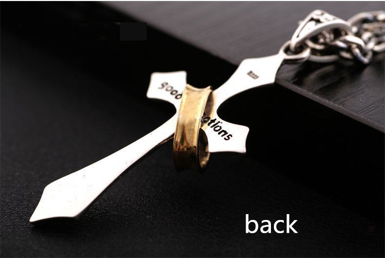 Hip Hop Retro English Letter Ring Carved Cross Men's Necklace Accessories