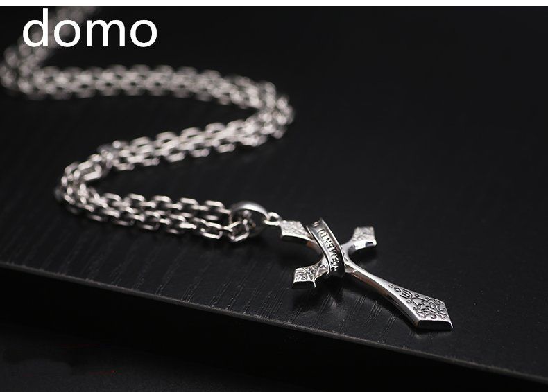 Hip Hop Retro English Letter Ring Carved Cross Men's Necklace Accessories