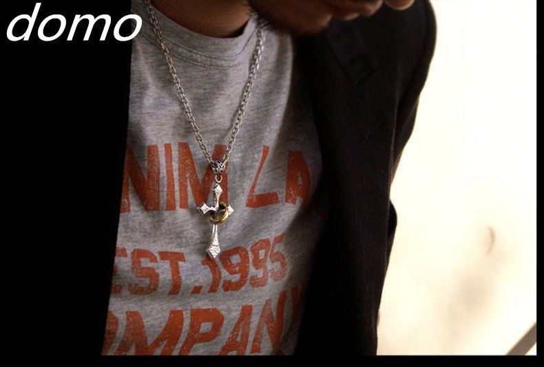 Hip Hop Retro English Letter Ring Carved Cross Men's Necklace Accessories