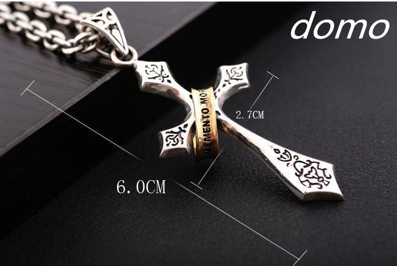 Hip Hop Retro English Letter Ring Carved Cross Men's Necklace Accessories