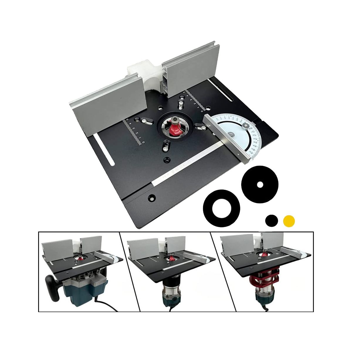 Router Table Insert Plate Aluminum Alloy Wood Milling Flip Board Trimming Machine Engraving Auxiliary ToolBlack