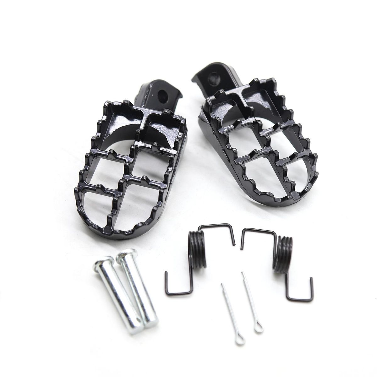 Footrests Kit Black Aluminum Replacement for Yamaha YZ125 YZ250 PW50 PW80 BW80 DT50 RT100 RT180 TT225S TT225T TTR110 TTR90 TW200 WR200 250 500 XT225 XT250 XT350 Dirt Bike