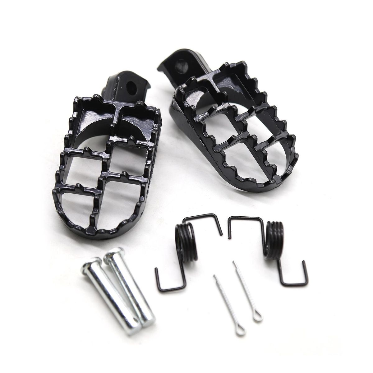 Footrests Kit Black Aluminum Replacement for Yamaha YZ125 YZ250 PW50 PW80 BW80 DT50 RT100 RT180 TT225S TT225T TTR110 TTR90 TW200 WR200 250 500 XT225 XT250 XT350 Dirt Bike
