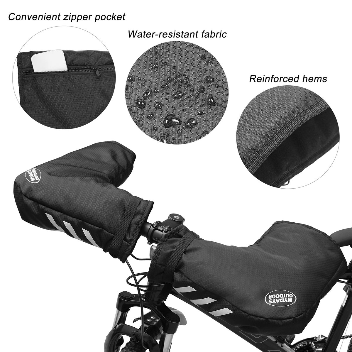 Winter Cycling Handlebar Mittens Cold Weather Windproof