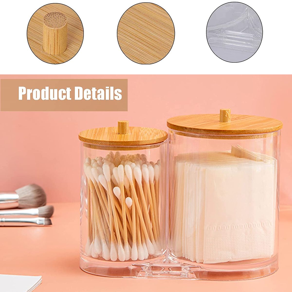 Upgrated Quality 2 In 1 Acrylic Cotton Swabs Storage Holder