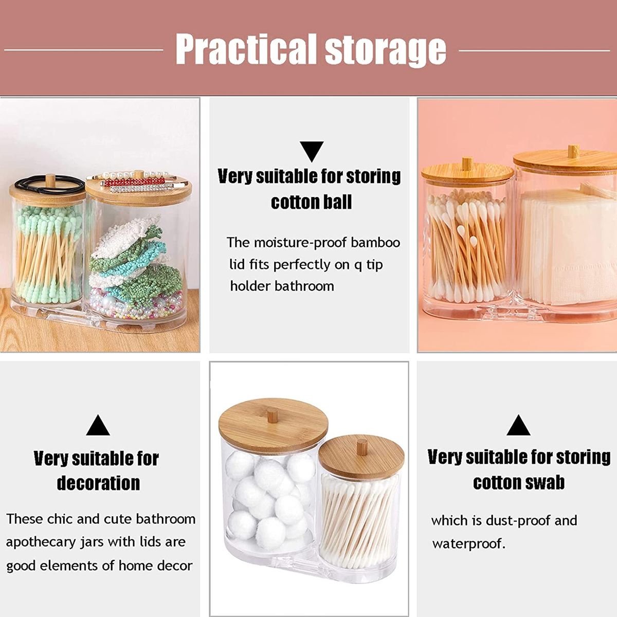 Upgrated Quality 2 In 1 Acrylic Cotton Swabs Storage Holder