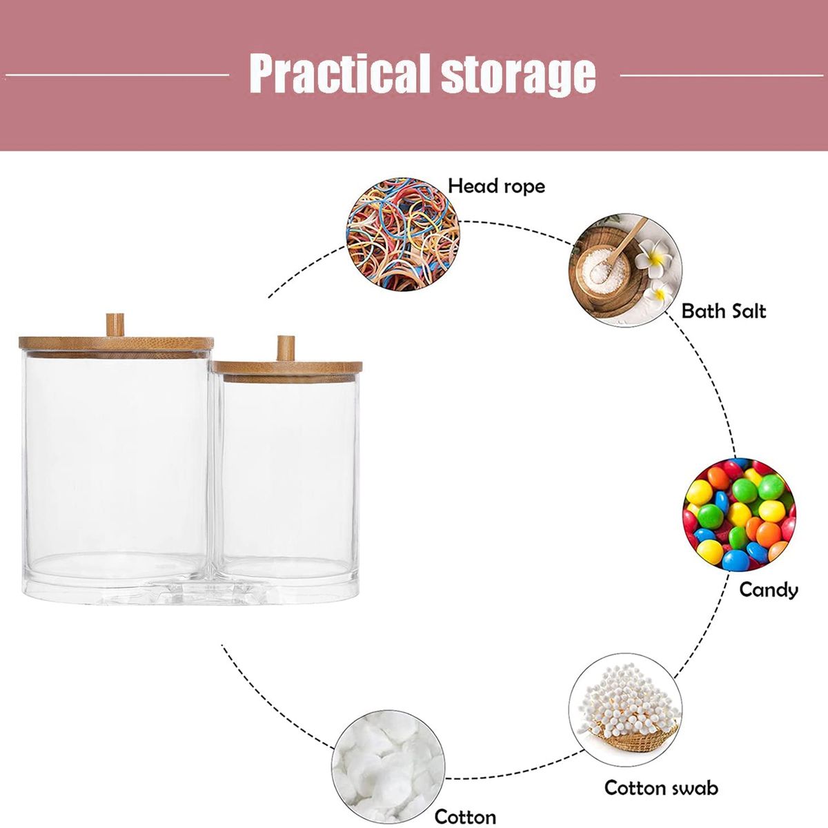 Upgrated Quality 2 In 1 Acrylic Cotton Swabs Storage Holder