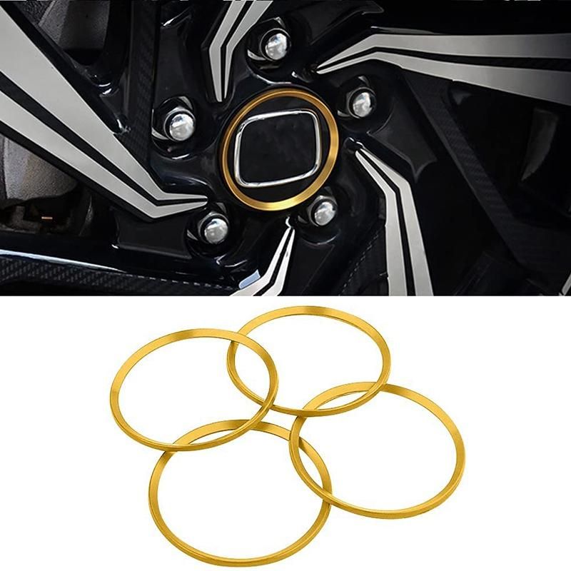 Wheel Center Caps Trim for Honda Civic 2020 -2016, Rims Center Caps Decoration Hubs Rings Aluminum Alloy 4Pcs (Gold)