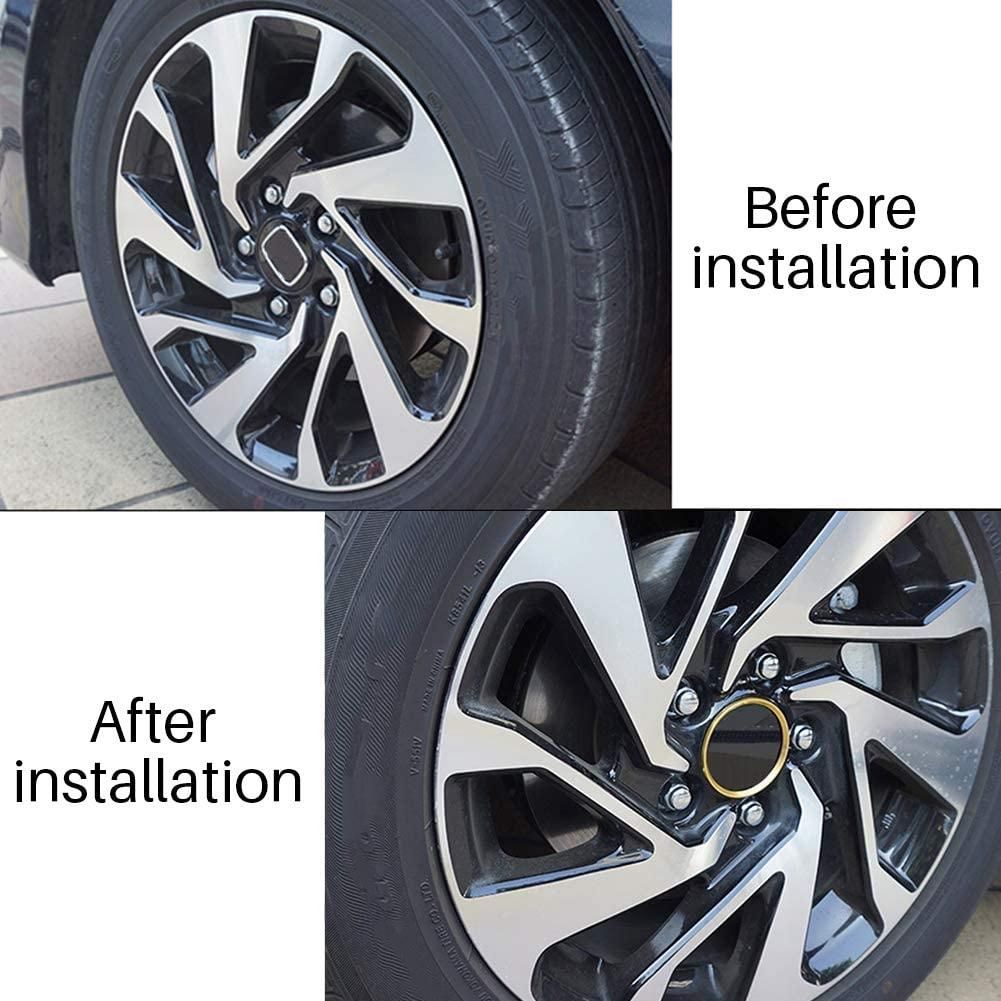 Wheel Center Caps Trim for Honda Civic 2020 -2016, Rims Center Caps Decoration Hubs Rings Aluminum Alloy 4Pcs (Gold)