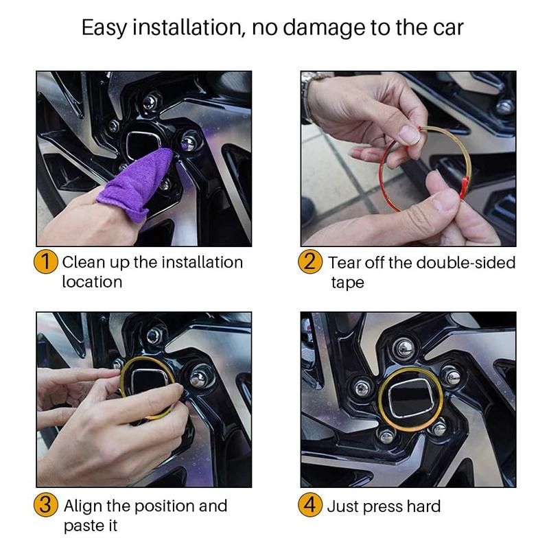 Wheel Center Caps Trim for Honda Civic 2020 -2016, Rims Center Caps Decoration Hubs Rings Aluminum Alloy 4Pcs (Gold)