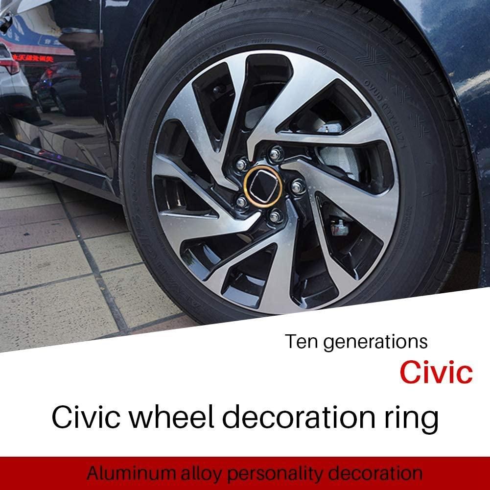 Wheel Center Caps Trim for Honda Civic 2020 -2016, Rims Center Caps Decoration Hubs Rings Aluminum Alloy 4Pcs (Gold)