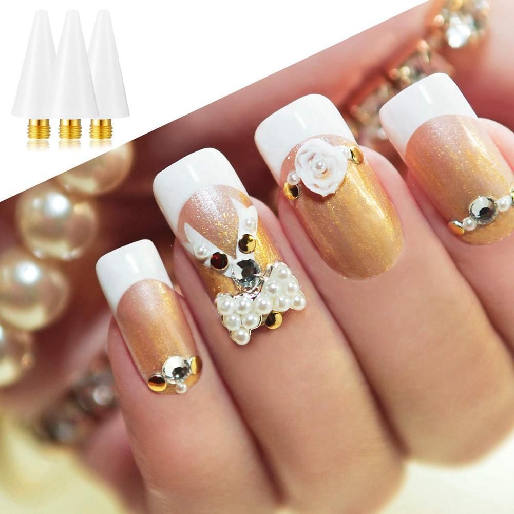 16Pieces Nail Rhinestones Picker Replacement Head Tips for