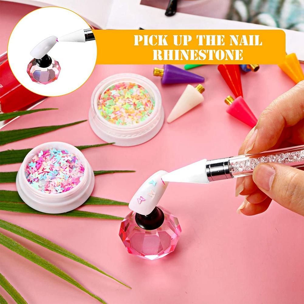 16Pieces Nail Rhinestones Picker Replacement Head Tips for
