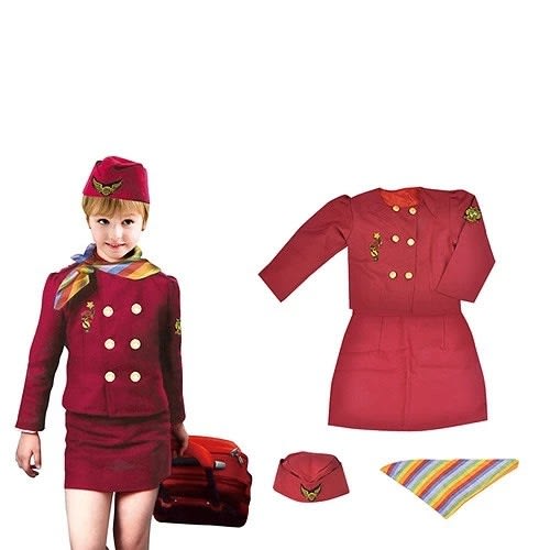 Air Hostess Costume For Kids - Red