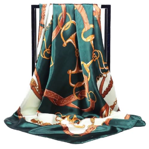 Belt Pattern Satin Scarf - Green